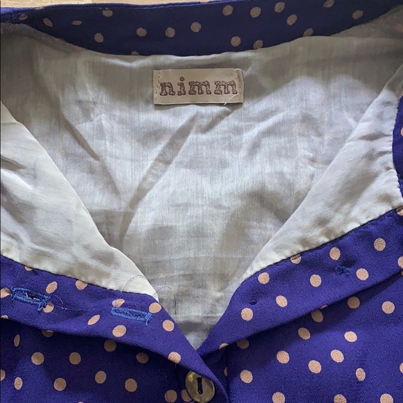 NIMM blue & gold tone polka dot belted dress - Picture 5 of 7